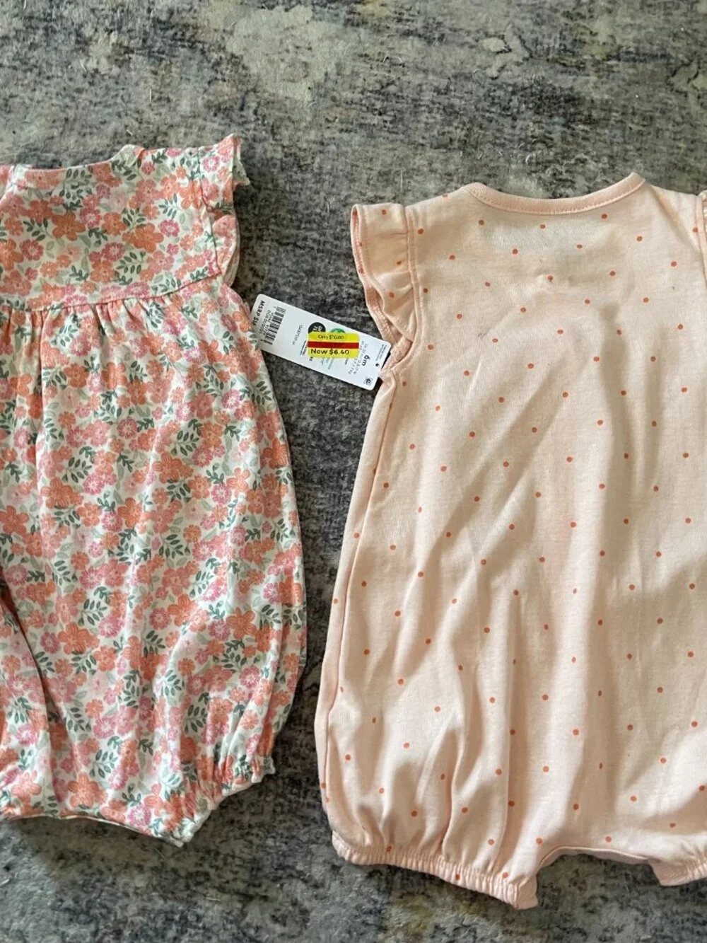 Carter's Lot of 2 Rompers Baby Girl 3-6 Months Oranges Floral NEW